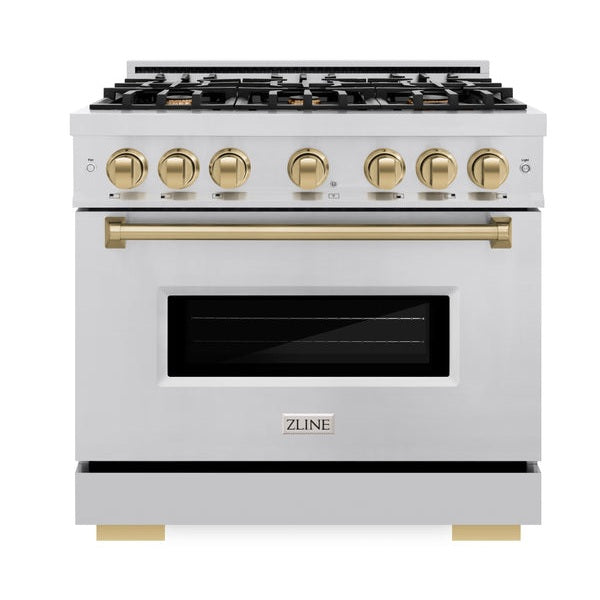 ZLINE Autograph Edition 36 in. 5.2 cu. ft. Classic Gas Range with 6 Burner Cooktop and Convection Gas Oven (CGRZ)