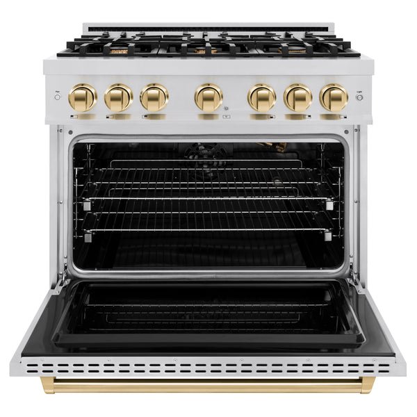 ZLINE Autograph Edition 36 in. 5.2 cu. ft. Classic Gas Range with 6 Burner Cooktop and Convection Gas Oven (CGRZ)