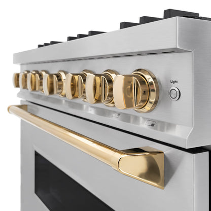 ZLINE Autograph Edition 36 in. 5.2 cu. ft. Classic Gas Range with 6 Burner Cooktop and Convection Gas Oven (CGRZ)