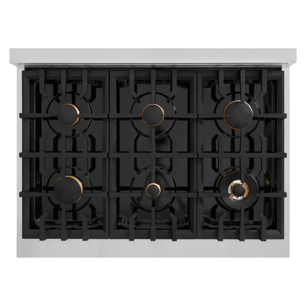 ZLINE Autograph Edition 36 in. 5.2 cu. ft. Classic Gas Range with 6 Burner Cooktop and Convection Gas Oven (CGRZ)