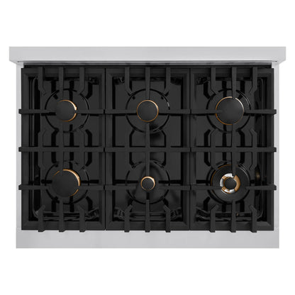 ZLINE Autograph Edition 36 in. 5.2 cu. ft. Classic Gas Range with 6 Burner Cooktop and Convection Gas Oven (CGRZ)