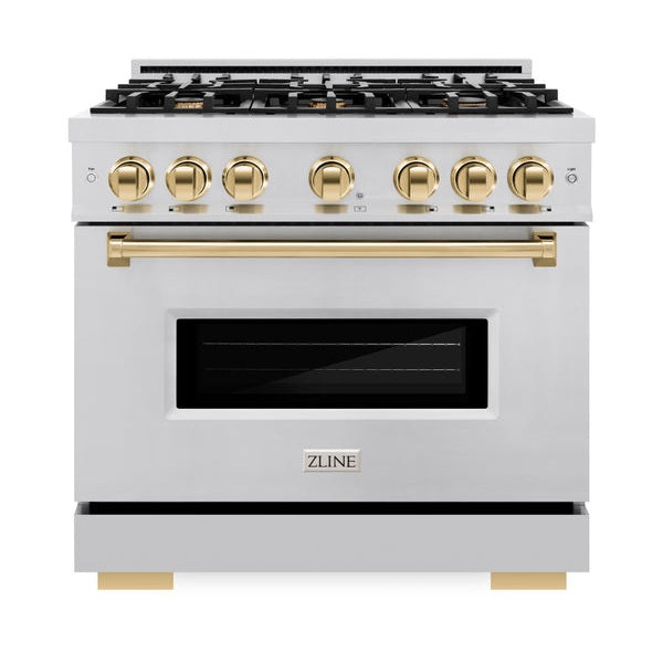 ZLINE Autograph Edition 36 in. 5.2 cu. ft. Classic Gas Range with 6 Burner Cooktop and Convection Gas Oven (CGRZ)