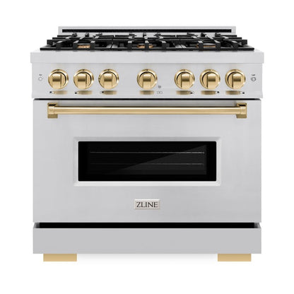 ZLINE Autograph Edition 36 in. 5.2 cu. ft. Classic Gas Range with 6 Burner Cooktop and Convection Gas Oven (CGRZ)