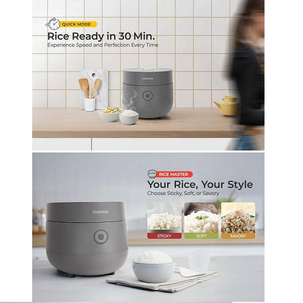 CUCKOO CR-0675FG 6-Cup Micom Fuzzy Logic Rice Cooker | 12-Cup Cooked Capacity, 10 Smart Cooking Modes, Nonstick Pot, Gray