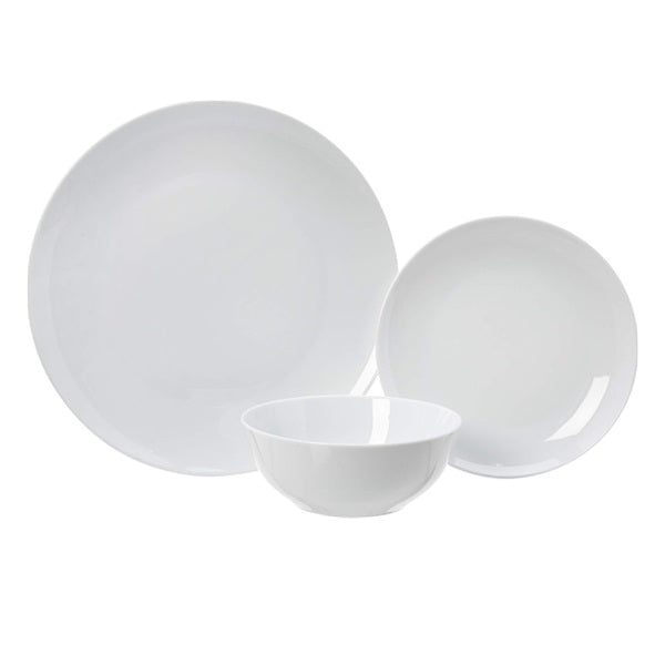 18-Piece Complete Kitchen Dinnerware Set, Microwave and Dishwasher Safe, Plates, Dishes, Bowls for Everyday Use, Service for 6, White Porcelain Coupe