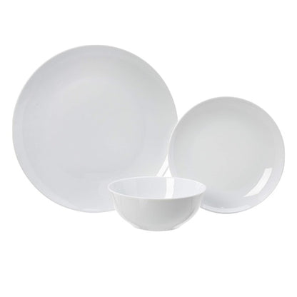 18-Piece Complete Kitchen Dinnerware Set, Microwave and Dishwasher Safe, Plates, Dishes, Bowls for Everyday Use, Service for 6, White Porcelain Coupe