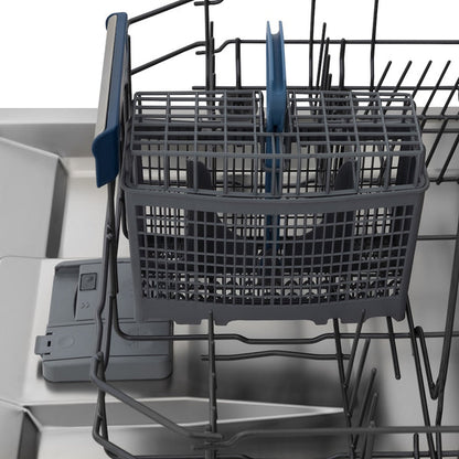ZLINE Autograph Edition 24" Tallac Series 3rd Rack Top Control Built-In Tall Tub Dishwasher in Black Stainless Steel with Polished Gold Handle, 51dBa (DWVZ-BS-24-G)