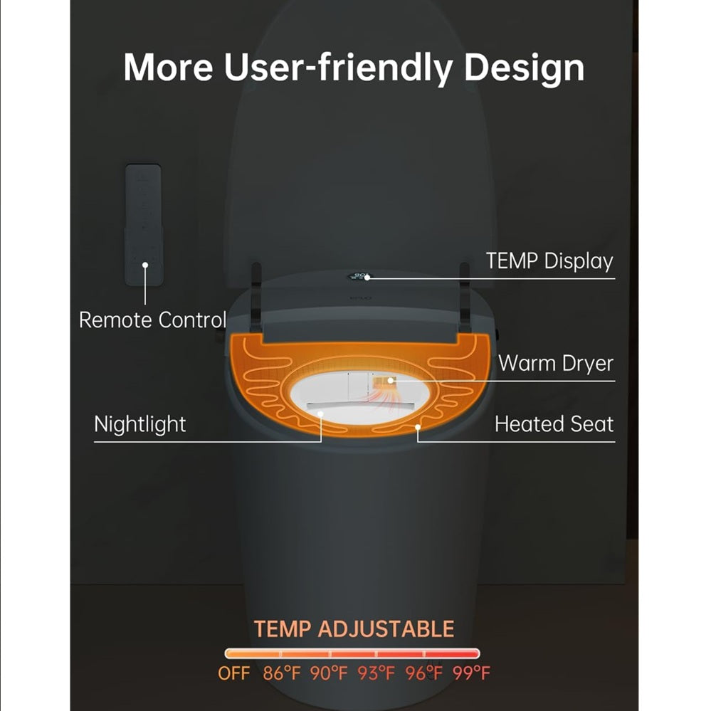 EPLO One Piece Smart Toilet Bidet, Auto Flush E18, Elongated Heated Seat