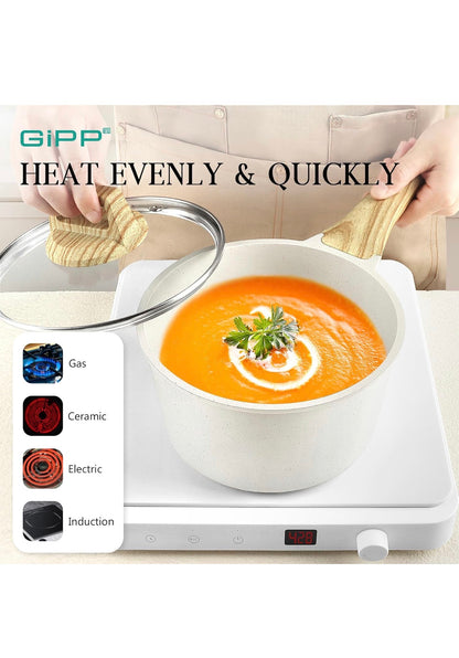 GiPP 10-Piece Nonstick Cookware Set – White Granite Pots & Pans with Induction Compatibility