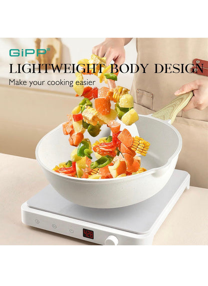 GiPP 10-Piece Nonstick Cookware Set – White Granite Pots & Pans with Induction Compatibility