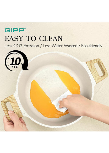 GiPP 10-Piece Nonstick Cookware Set – White Granite Pots & Pans with Induction Compatibility