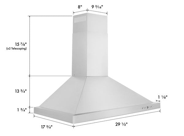 ZLINE 30 in. Convertible Vent Wall Mount Range Hood in Stainless Steel (KB-30)