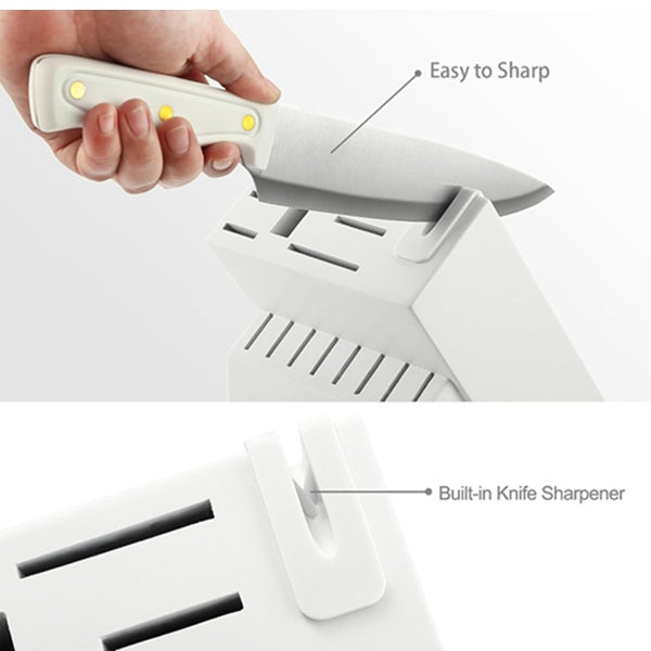McCook® Knife Sets, White High Carbon Stainless Steel Kitchen Knife Sets with with Built-in Sharpener, 26-Piece Razor-Sharp Kitchen Knives