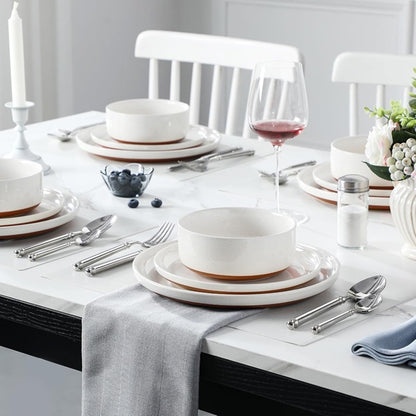 MALACASA Plates and Bowls Sets, 12 Pieces Modern Stoneware Dinnerware Set for 4 Kitchen Dinner Set Ceramic Dishware Dishes Set