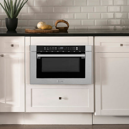 ZLINE 24 in. 1.2 cu. ft. Built-in Microwave Drawer with a Traditional Handle in Satin Stainless Steel (MWD-1-SS-H)
