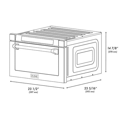 ZLINE Autograph Edition 24 in. 1.2 cu. ft. Built-in Microwave Drawer with a Traditional Handle in Satin Stainless Steel and Accents ( MWDZ-1-SS-H)
