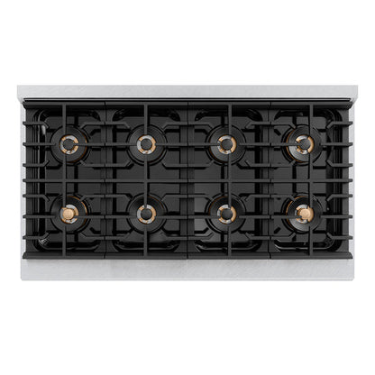 ZLINE Autograph Edition 48 in. 6.7 cu. ft. Paramount Dual Fuel Range with 8 Burner DuoPro™ Cooktop and Dual Ovens in Satin Stainless Steel with Black Matte Doors and Champagne Bronze Accents (PSDRSZ-BLM48-CB)