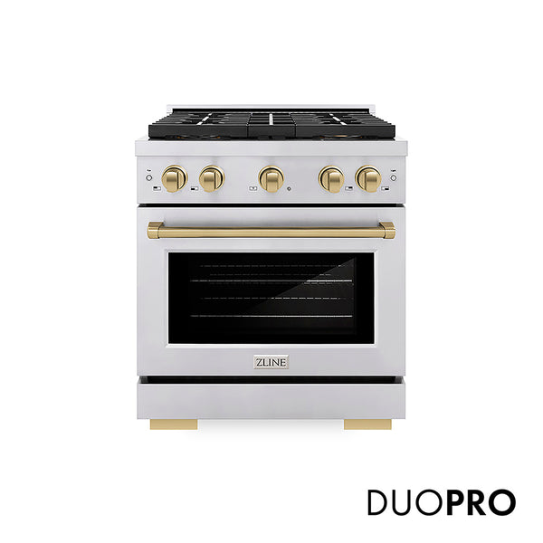 ZLINE Autograph Edition 30 in. 4.2 cu. ft. Paramount Gas Range with 4 Burner DuoPro™ Cooktop and Convection Gas Oven in Stainless Steel