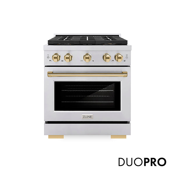 ZLINE Autograph Edition 30 in. 4.2 cu. ft. Paramount Gas Range with 4 Burner DuoPro™ Cooktop and Convection Gas Oven in Stainless Steel
