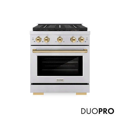 ZLINE Autograph Edition 30 in. 4.2 cu. ft. Paramount Gas Range with 4 Burner DuoPro™ Cooktop and Convection Gas Oven in Stainless Steel