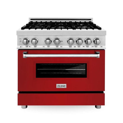 ZLINE 36 in. 4.6 cu. ft. Legacy Dual Fuel Range with 6 Burner Gas Cooktop and Electric Convection Oven (RA)