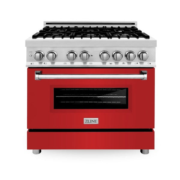 ZLINE 36 in. 4.6 cu. ft. Legacy Dual Fuel Range with 6 Burner Gas Cooktop and Electric Convection Oven (RA)
