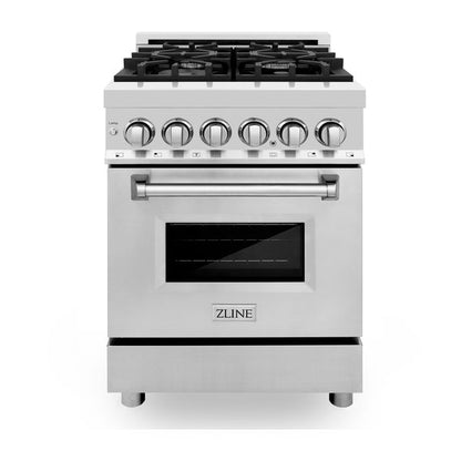 ZLINE 24 in. 2.8 cu. ft. Legacy Dual Fuel Range with 4 Burner Gas Cooktop and Electric Convection Oven in Stainless Steel (RA24)