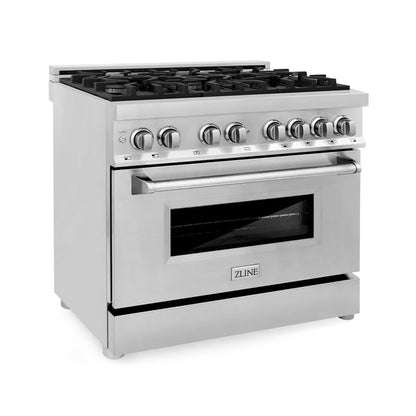 ZLINE 36 in. 5.2 cu. ft. Paramount Gas Range with 6 Burner Cooktop and Convection Gas Oven in Stainless Steel (SGR36)