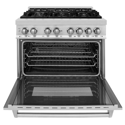 ZLINE 36 in. 5.2 cu. ft. Paramount Gas Range with 6 Burner Cooktop and Convection Gas Oven in Stainless Steel (SGR36)