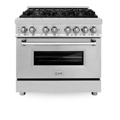 ZLINE 36 in. 5.2 cu. ft. Paramount Gas Range with 6 Burner Cooktop and Convection Gas Oven in Stainless Steel (SGR36)