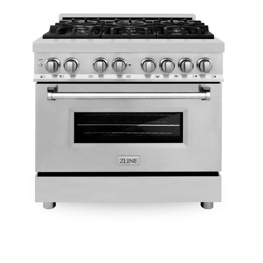 ZLINE 36 in. 5.2 cu. ft. Paramount Gas Range with 6 Burner Cooktop and Convection Gas Oven in Stainless Steel (SGR36)