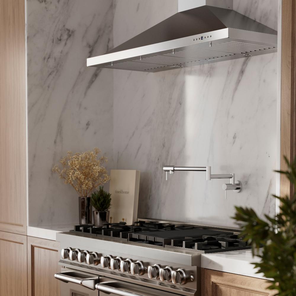 ZLINE Convertible Vent Wall Mount Range Hood in Stainless Steel with Crown Molding