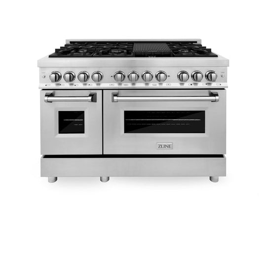 ZLINE 48 in. 6.0 cu. ft. Legacy Dual Fuel Range with 7 Burner Gas Cooktop and 2 Electric Ovens in Stainless Steel with Satin Stainless Steel Doors