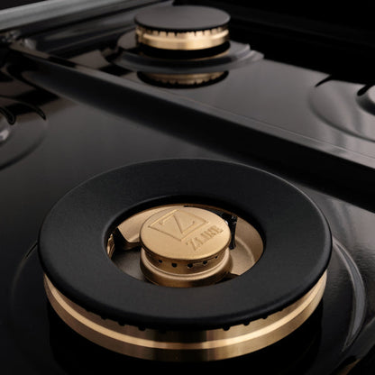 ZLINE Autograph Edition 60 in. 7.4 cu. ft. Legacy Dual Fuel Range with 9 Burner Gas Cooktop and 2 Electric Convection Ovens in Satin Stainless Steel and Accents (RASZ-SN-60-G/CB)