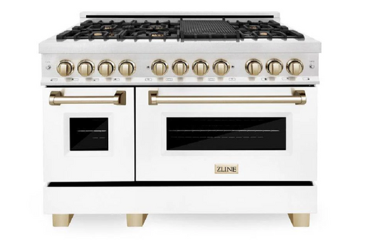 ZLINE 48 IN. 6.0 CU. FT. AUTOGRAPH DUAL FUEL RANGE WITH 7 BURNER GAS COOKTOP AND 2 ELECTRIC OVENS