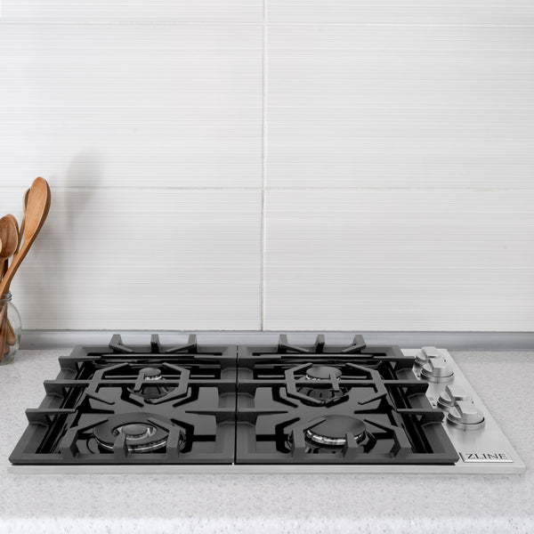 ZLINE  Gas Cooktop with 4 or 6 Gas Burners and Black Porcelain Top