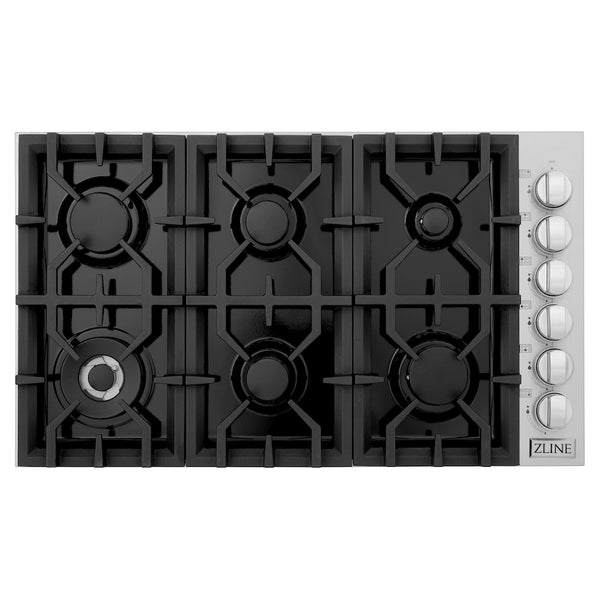 ZLINE  Gas Cooktop with 4 or 6 Gas Burners and Black Porcelain Top