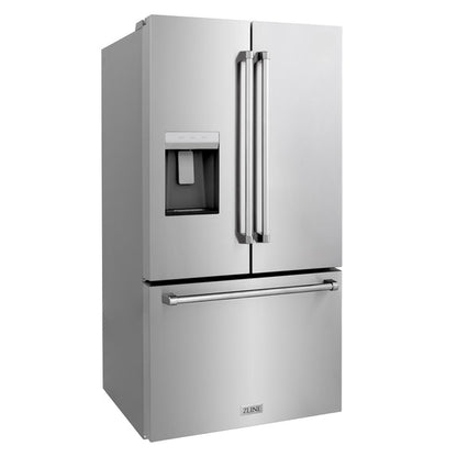 ZLINE 36 in. 28.9 cu. ft. Standard-Depth French Door External Water Dispenser Refrigerator with Dual Ice Maker in Fingerprint-Resistant Stainless Steel (RSM-W-36)