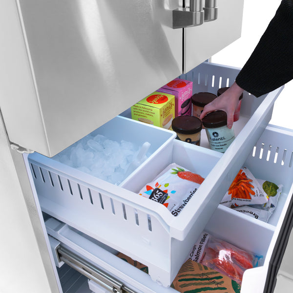 ZLINE 36 in. 28.9 cu. ft. Standard-Depth French Door External Water Dispenser Refrigerator with Dual Ice Maker in Fingerprint-Resistant Stainless Steel (RSM-W-36)