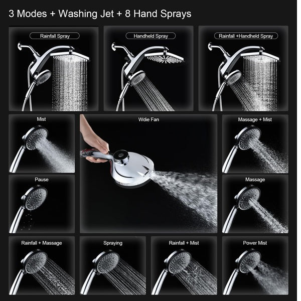 Rain Shower Head with Handheld Showerhead, 1.8GPM 460311
