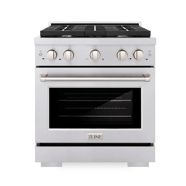 ZLINE 30 in. 4.2 cu. ft. Paramount Gas Range with 4 Burner Cooktop and Convection Gas Oven in Stainless Steel (SGR30)