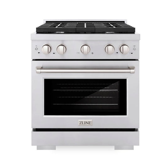 ZLINE 30 in. 4.2 cu. ft. Paramount Gas Range with 4 Burner Cooktop and Convection Gas Oven in Stainless Steel (SGR30)