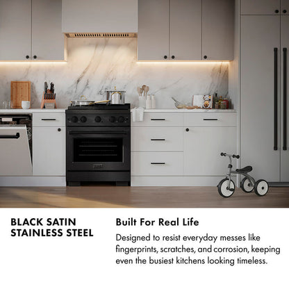 ZLINE 36 in. 5.2 cu. ft. Paramount Gas Range with 6 Burner Cooktop and Convection Gas Oven in Black Satin Stainless Steel (SGRBS-36)