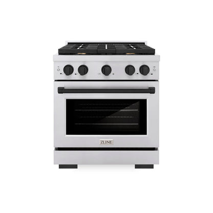 ZLINE Autograph Edition 30 in. 4.2 cu. ft. Paramount Gas Range with 4 Burner Cooktop and Convection Gas Oven in Stainless Steel and Champagne Bronze Accents (SGRZ-30-CB)