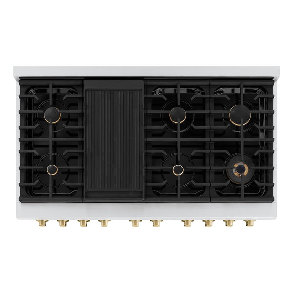 ZLINE Autograph Edition 48 in. 6.7 cu. ft. Paramount Double Oven Gas Range with 8 Burner Cooktop in Stainless Steel