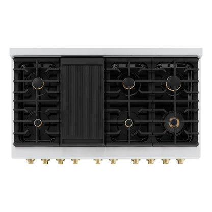 ZLINE Autograph Edition 48 in. 6.7 cu. ft. Paramount Double Oven Gas Range with 8 Burner Cooktop in Stainless Steel