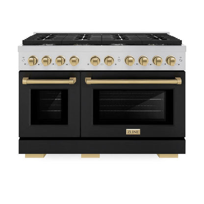 ZLINE Autograph Edition 48 in. 6.7 cu. ft. Paramount Double Oven Gas Range with 8 Burner Cooktop in Stainless Steel