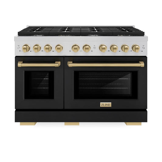 ZLINE Autograph Edition 48 in. 6.7 cu. ft. Paramount Double Oven Gas Range with 8 Burner Cooktop in Stainless Steel