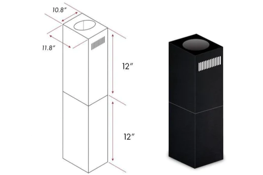 ZLINE 2-12 IN. SHORT CHIMNEY PIECES FOR 7 FT. TO 8 FT. CEILINGS IN BLACK STAINLESS (SK-BSGL2IN)