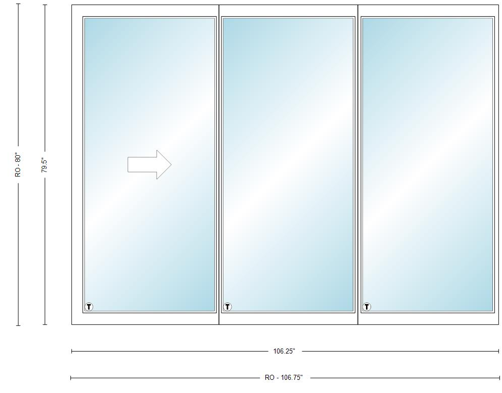 106-3/4in x 80in -Alpine 173 Sliding Patio Doors Nail on/ RETROFIT